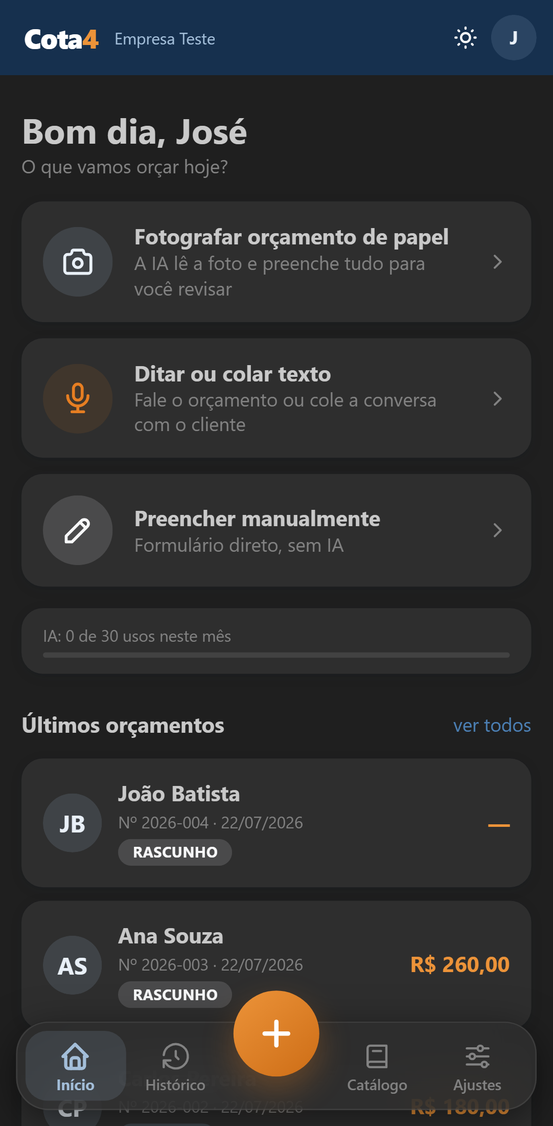 Cota4 no tema escuro