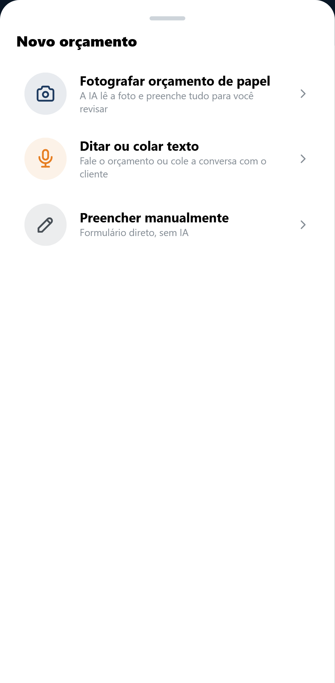 Tela de revisão do orçamento no Cota4 com itens pré-preenchidos pela IA